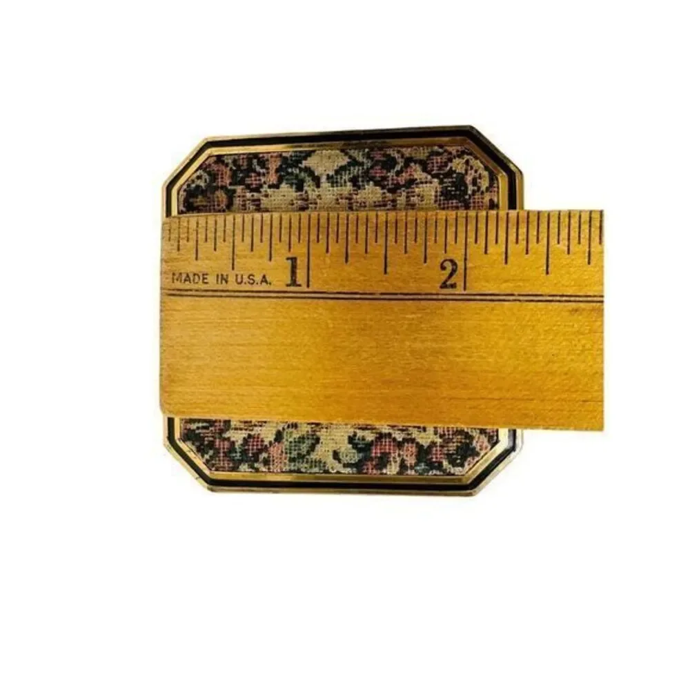 Vintage Elgin‎ American Embroidery Brass Compact Pink Floral 2.5